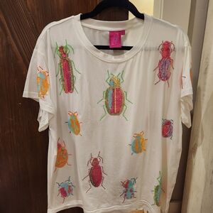 Queen of Sparkles Neon Beetle T Shirt Large
